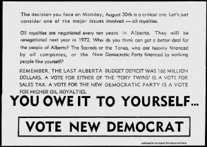 Alberta NDP 1971 Election Ad "You owe it to yourself"