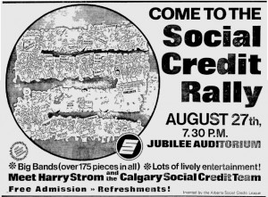 Alberta Social Credit Rally Ad 1971 Election