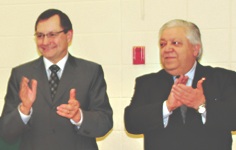 Premier Ed Stelmach and Tofield Mayor Nabil Chehayeb