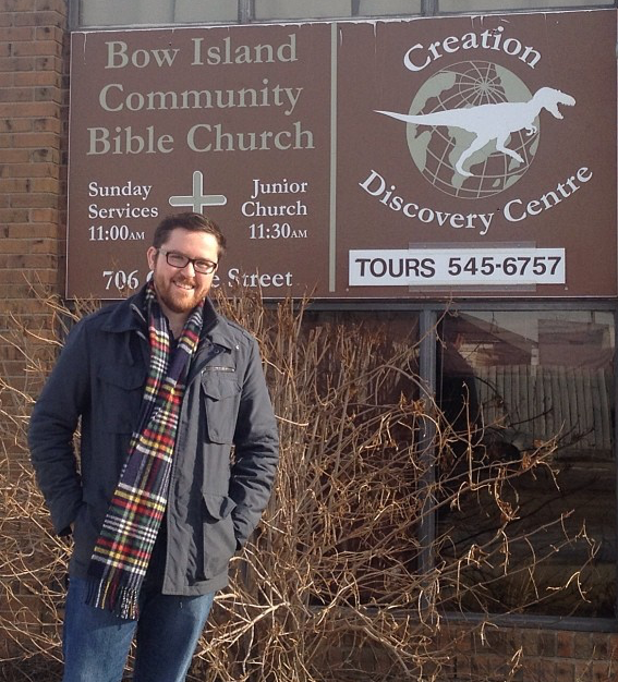 The author of this blog outside the Creation Science Museum in Bow Island, Alberta.