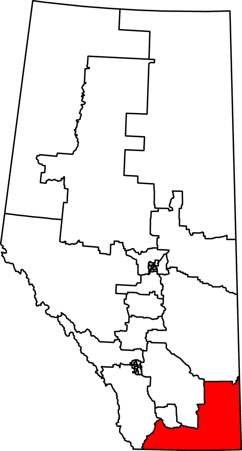 The map of Medicine Hat-Carston-Warner riding.