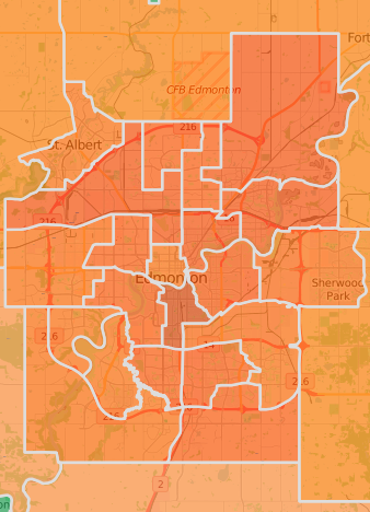 Current electoral boundaries in Edmonton, drawn in 2010, with the results of the 2015 election.