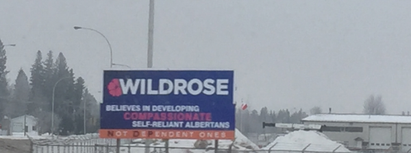 A Wildrose Party sign spotted outside of Hinton last week.
