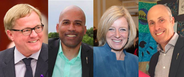 Winners of the Best of Alberta Politics 2017 Survey: David Eggen, David Shepherd, Rachel Notley and Greg Clark.