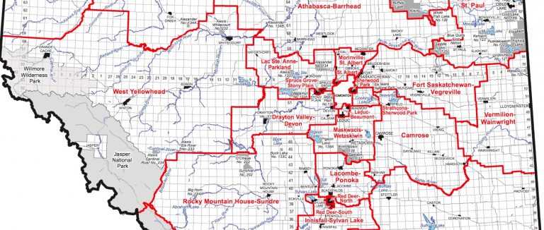 Alberta Electoral Map 2019 768x326 