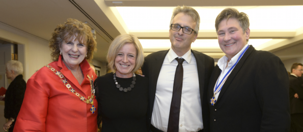 Lieutenant Governor Lois Mitchell, Alberta Premier Rachel Notley, Notley's husband Lou Arab, and kd lang.