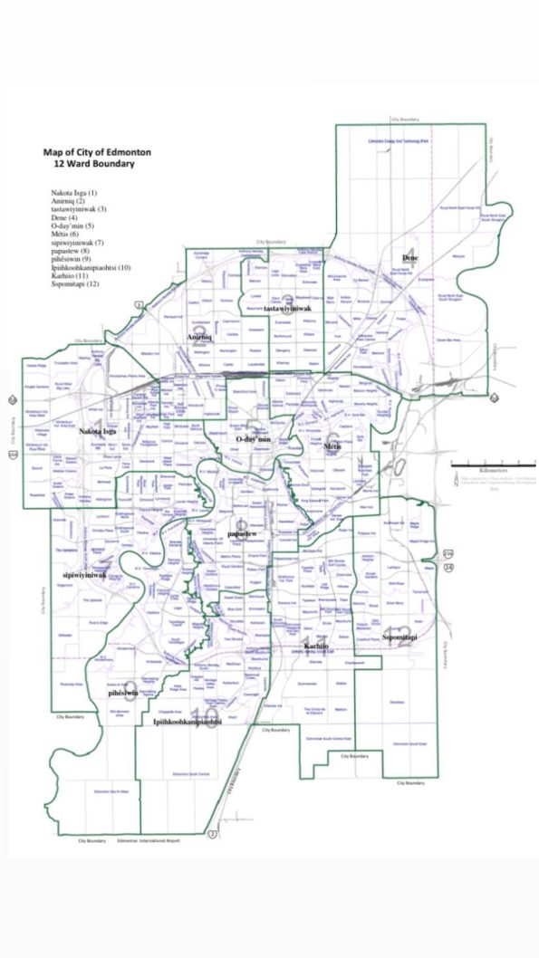 Edmonton City Council's new Ward boundaries with new Indigenous names.