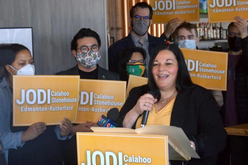 Jodi Calahoo Stonehouse launches her campaign for the NDP nomination in Edmonton-Rutherford.