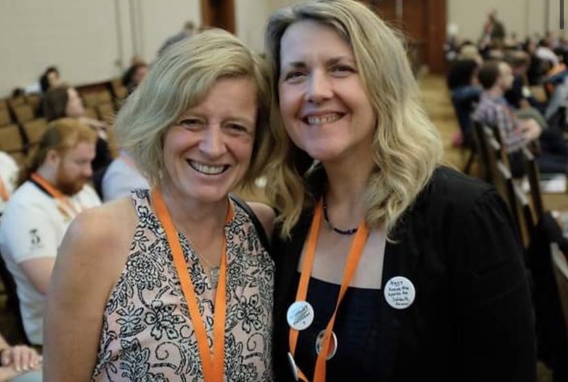 Rachel Notley and Peggy Wright at the NDP’s 2016 convention (source: Facebook)