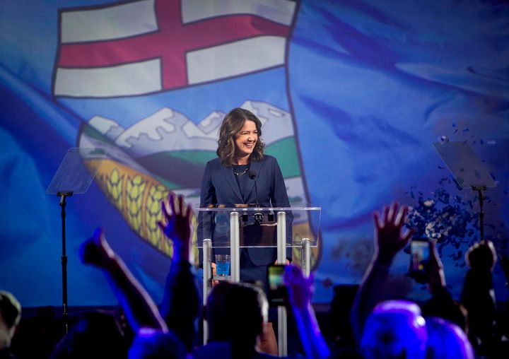 UCP leader Danielle Smith on election night in Calgary (source: Danielle Smith / Facebook)