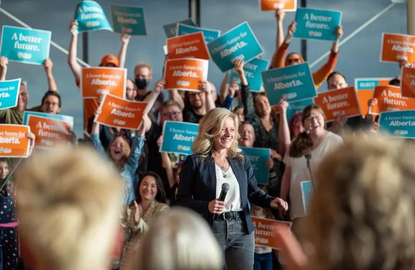 NDP leader Rachel Notley at an election campaign rally in Calgary (source: Rachel Notley / Twitter)