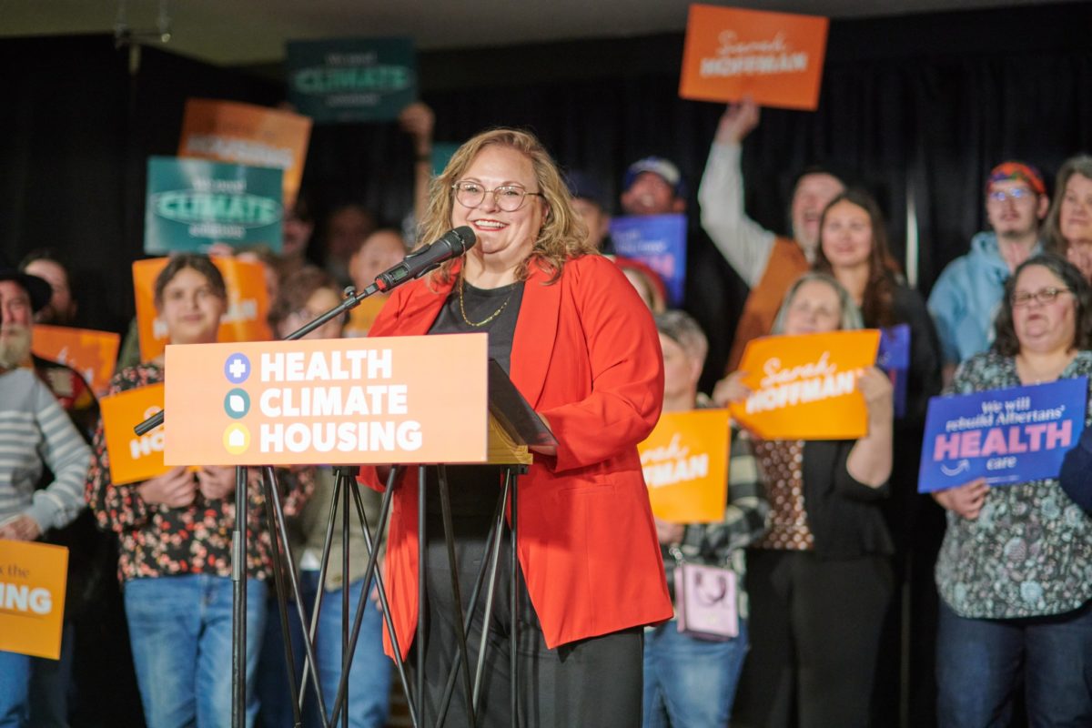 Edmonton-Glenora MLA Sarah Hoffman launches her campaign for the Alberta NDP leadership (source: Sarah Hoffman / Facebook)