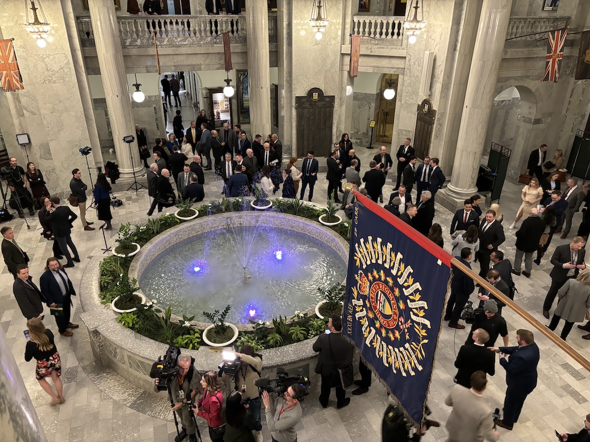 The Rotunda of the Alberta Legislature Building ahead of the provincial budget announcement in February 2024 (photo credit: Dave Cournoyer)